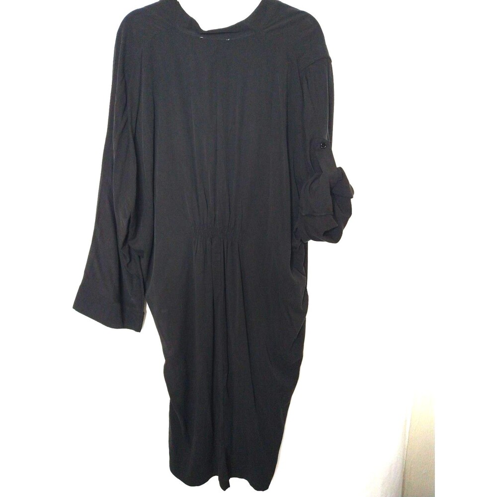 NWT Label of Love Dress Sz S Black Button Flap lagenlook Bell Sleeve 100% Tencel - Picture 4 of 16
